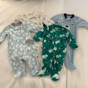 4-pack fleece Carter’s baby onesies 3M